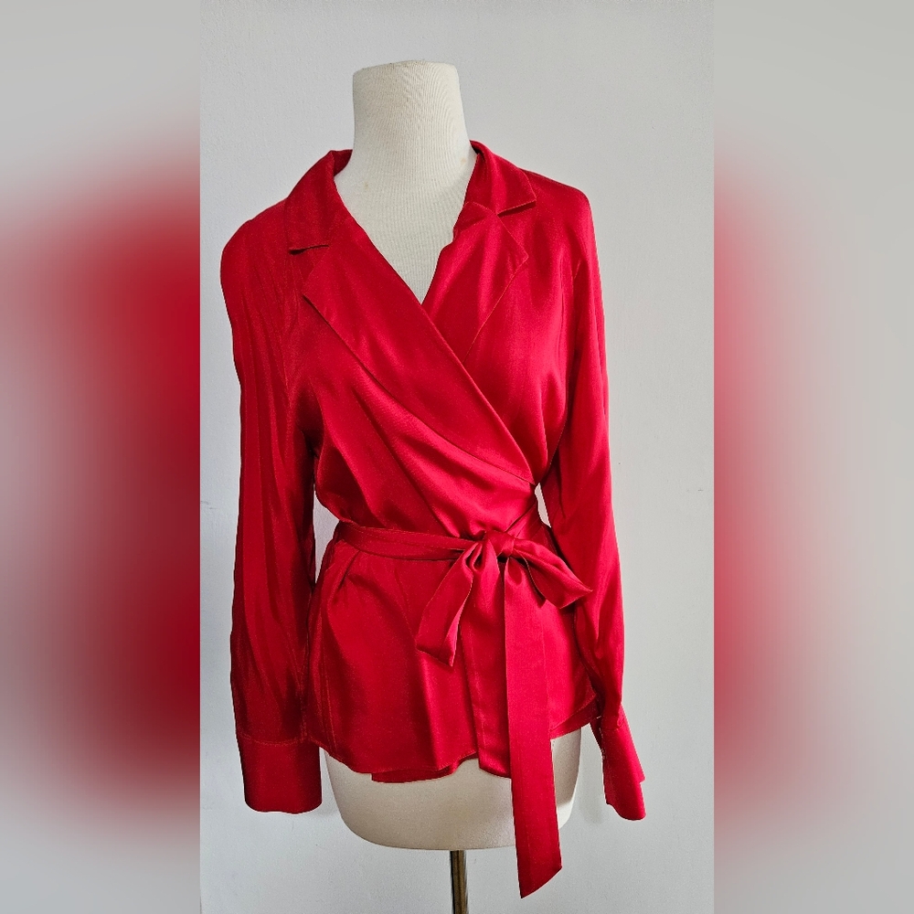 Banana Republic Vibrant Red Women's Wrap Blouse